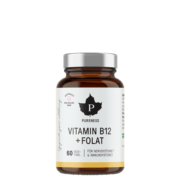 B12-vitamin + Folat, Hindbær, 60 sugetabletter